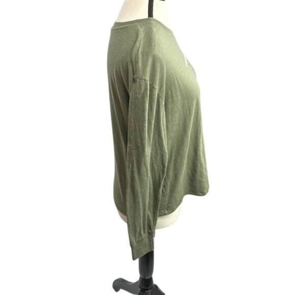 Abercrombie & Fitch Green Long Sleeve Graphic Tee Womens Size S "I Can Dig It" - Picture 4 of 8